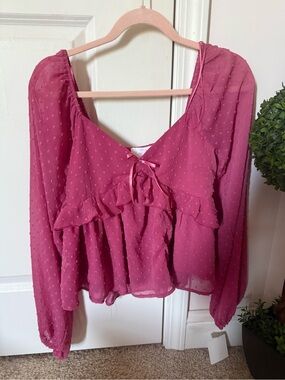 Dry goods Women’s Pink Ruffle Peplum Blouse new with tags